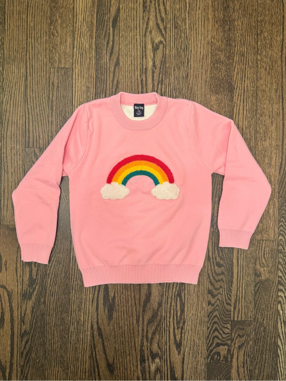 Pink Sweatshirt with Rainbow